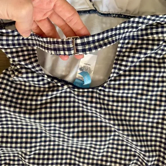 Draper James RSVP Preppy Gingham Swimsuit Ruched Halter Xsmall NEW - Picture 7 of 11